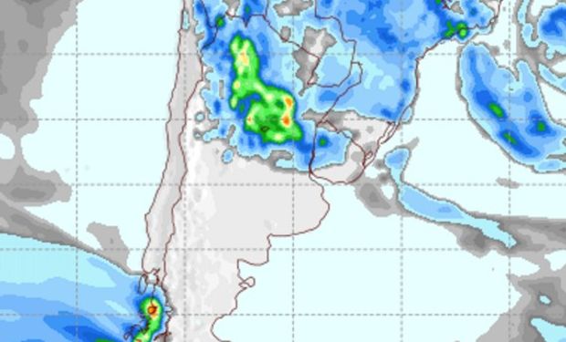 Pronóstico de lluvias para el jueves.