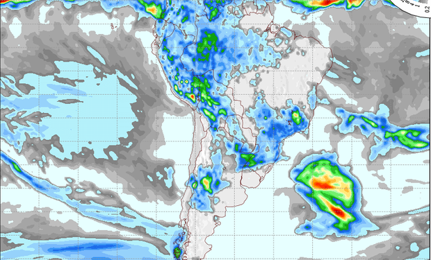 Pronóstico de precipitaciones para el jueves.