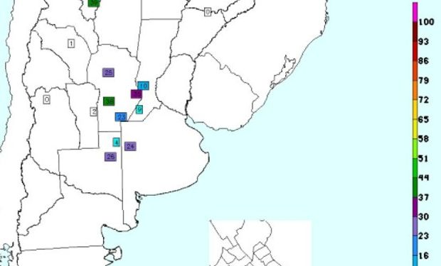 Lluvias de las últimas 24 horas. Fuente: SMN