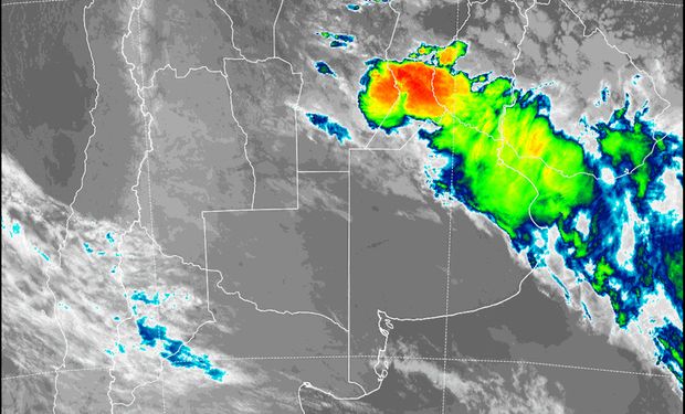 Las tormentas más importantes se ubican sobre el centro de Santa Fe y el centro este de Córdoba