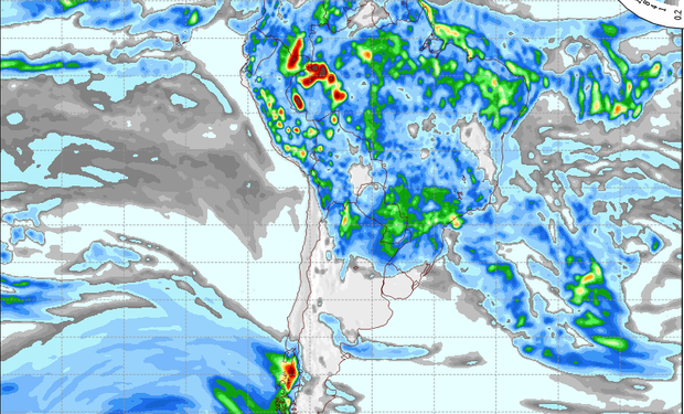 Pronóstico de precipitaciones válido para el 7 de marzo de 2015