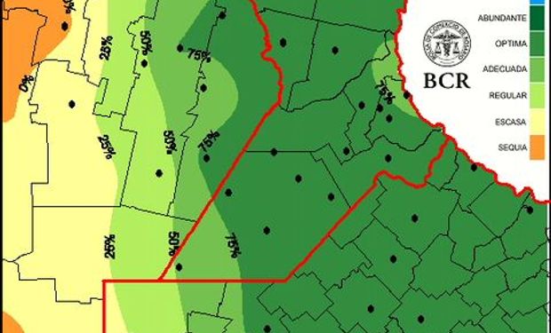 Mapa de reserva de agua para pradera al 27/8/15.