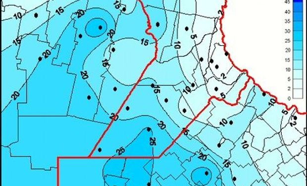 Lluvias al 19/11/14. Fuente: BCR