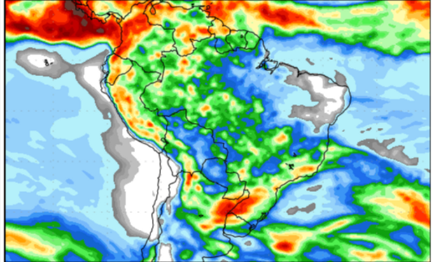 Mapa mostra a previsão de chuva para a 3ª semana de outubro. (Inmet)