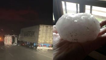 Fuertes vientos y granizo en Córdoba y Santa Fe: el temporal volcó más de ocho camiones en la ruta