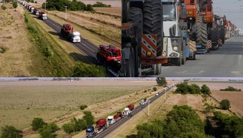 El más grande de América Latina: adónde iba la impactante caravana de más de 60 cosechadoras, pulverizadores y tractores que cruzó Córdoba