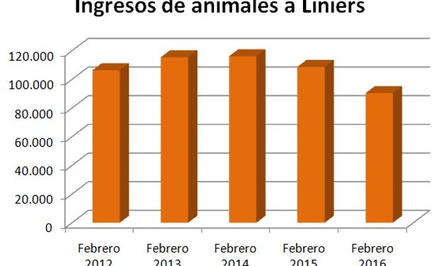 Menor oferta en Liniers durante febrero de 2016.