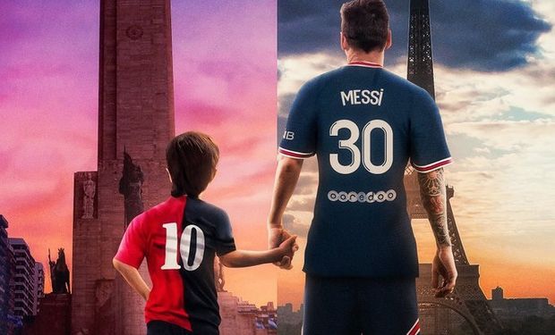 El homenaje de Messi a Rosario durante su llegada a París