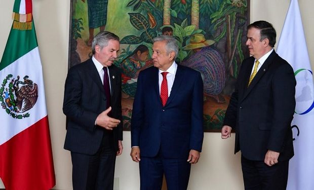 Felipe Solá junto al presidente de México José Manuel López Obrador.