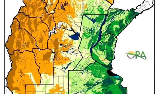 Los mapas corresponden a la estimación de contenido de agua en el primer metro de suelo para lotes de trigo.