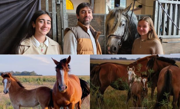 De la mano de Malandra, un ejemplar macho de tres años, Alfredo Sayus y sus hijas llegaron a Palermo para acompañar la presentación de esa raza equina, una de las más altas del mundo