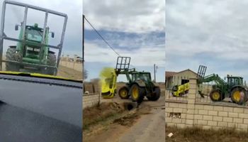 Le reclamaron una deuda y respondió con el tractor: destruyó el auto de una empresa de cobranzas