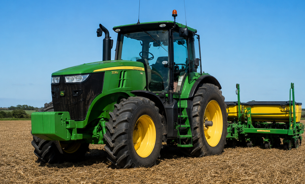 Trator em área agrícola representa financiamento de máquinas pelo Banco do Brasil