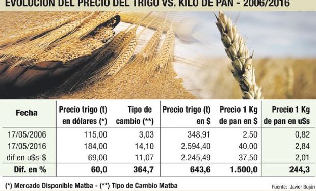 Trigo: incremento no explica la suba del pan.