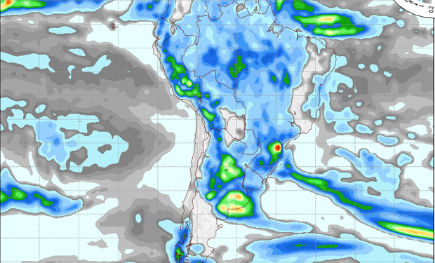 Pronostico de precipitaciones válido para el 9 de enero de 2015.