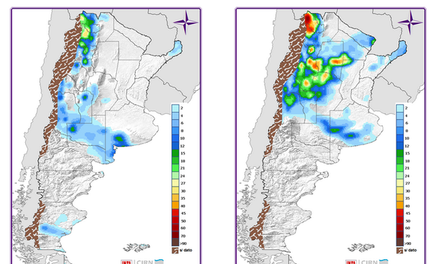 Precipitaciones para el domingo y el lunes.