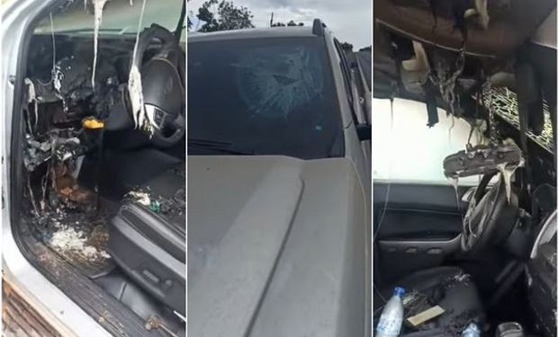 Un rayo impactó sobre la camioneta de un productor y destruyó el interior