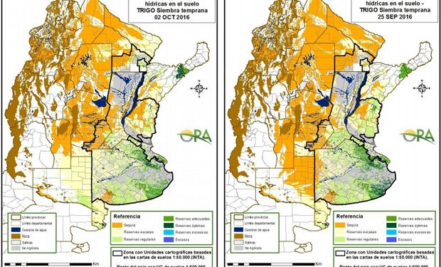 Reservas de humedad al 2 de octubre y 25 de septiembre, respectivamente.