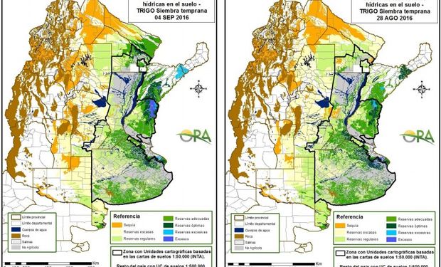 Reservas de humedad al 4 de septiembre y 28 de agosto.