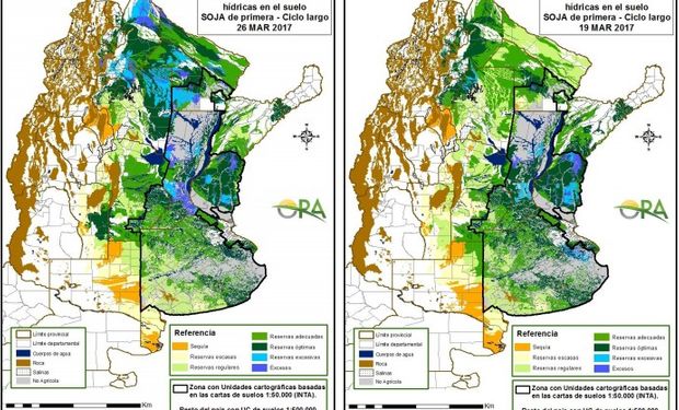 Reservas de humedad al 26 y 19 de marzo respectivamente.