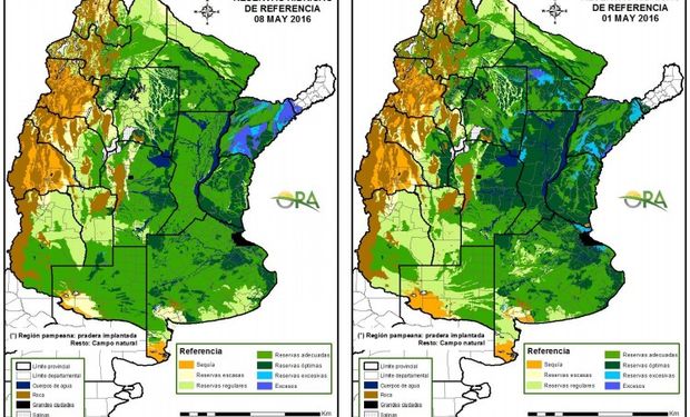Reservas de humedad al 8 y 1 de mayo respectivamente.