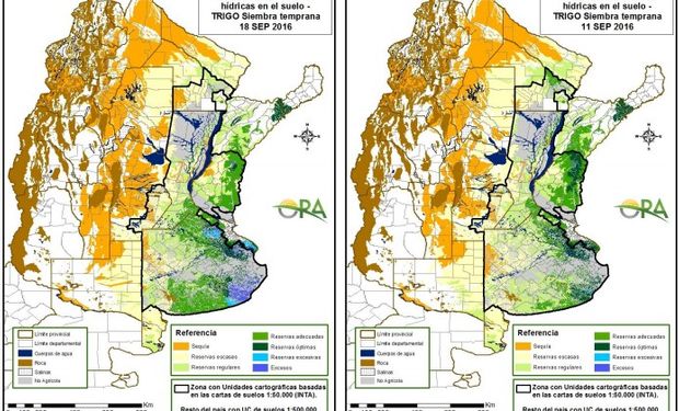 Reservas de humedad al 18 y al 11 de septiembre respectivamente.