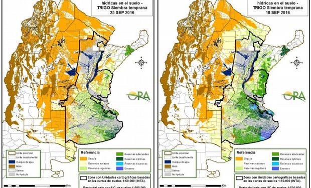 Reservas de humedad al 25 y al 18 de septiembre respectivamente.