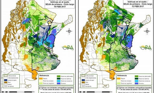 Reservas de humedad al 19 y 12 de febrero respectivamente.