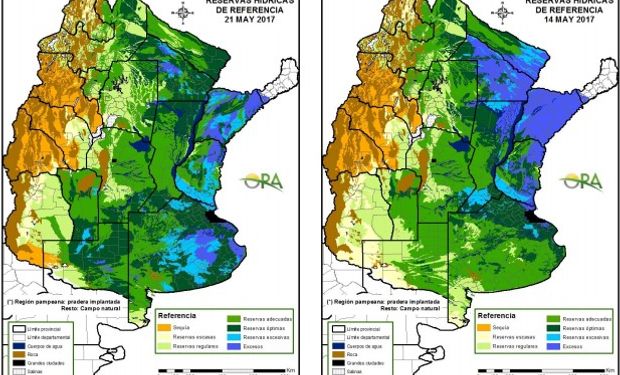 Reservas de humedad al 21 y 14 de mayo respectivamente.