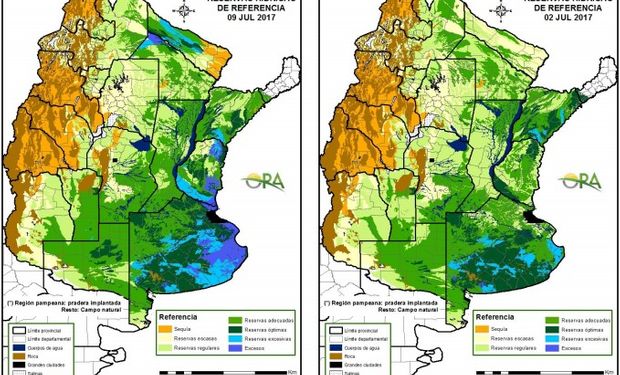 Reservas de humedad al 9 y 2 de julio respectivamente.