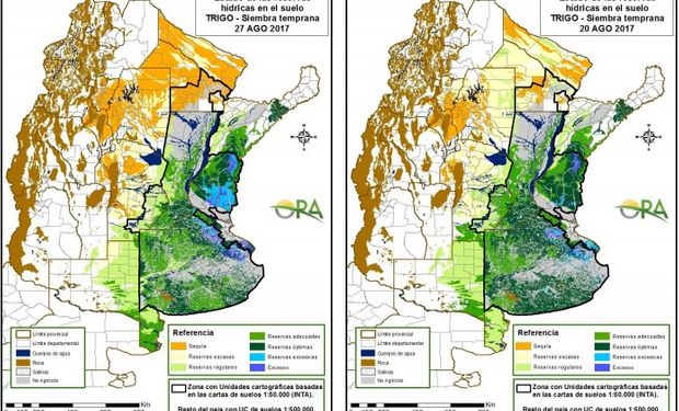 Reservas de humedad al 27 y 20 de agosto respectivamente.