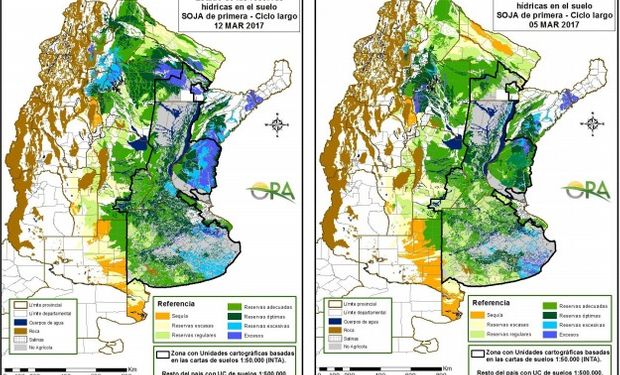 Reservas de humedad al 12 y 5 de marzo respectivamente.