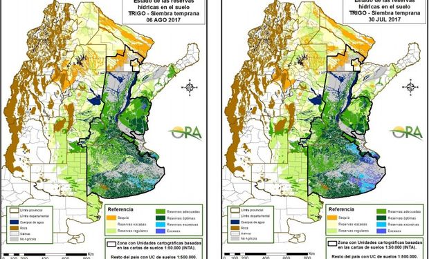 Reservas de humedad al 6 de agosto y 30 de julio respectivamente.