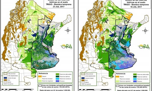 Reservas de humedad al 23 y 16 de julio respectivamente.