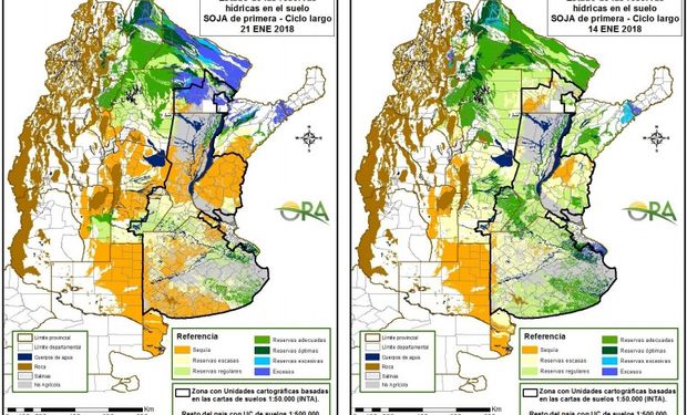 Reservas de humedad al 21 y al 14 de enero respectivamente.