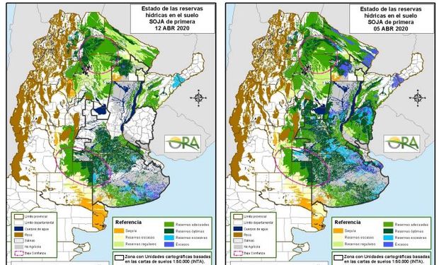 Reservas (soja de primera) al 12 y 5 de abril respectivamente.