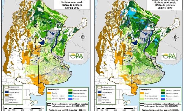 Reservas de humedad al 2 de febrero y 26 de enero respectivamente.