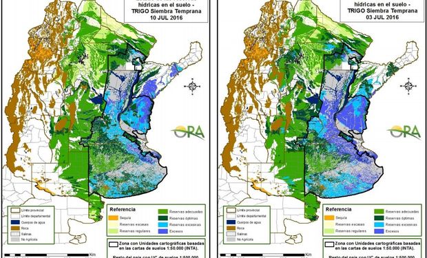 Estado de las reservas de humedad al 10 y 3 de julio respectivamente.