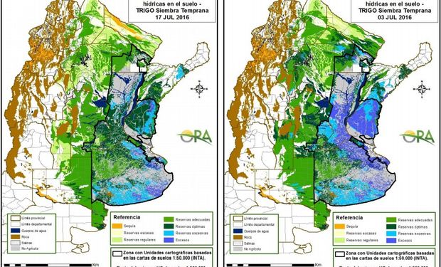 Reservas de humedad al 13 y al 17 de julio, respectivamente.