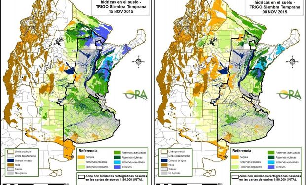 Reservas de humedad: se recargan perfiles para trigo, maíz y soja