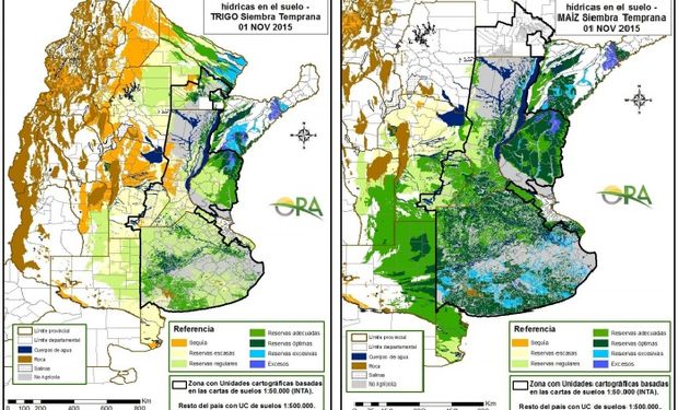 Reservas de humedad adecuadas para trigo y maíz