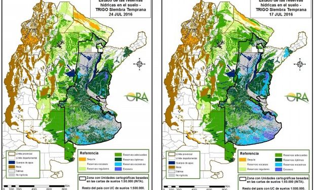 Reservas de humedad al 24 y al 17 de julio, respectivamente.