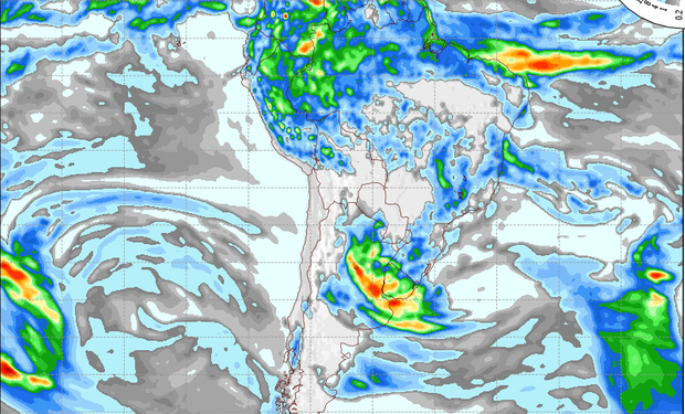 Pronóstico de lluvias para el lunes.
