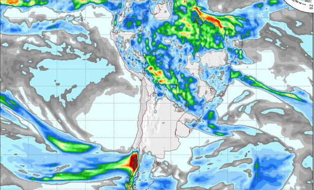 Pronóstico de lluvias para el jueves.