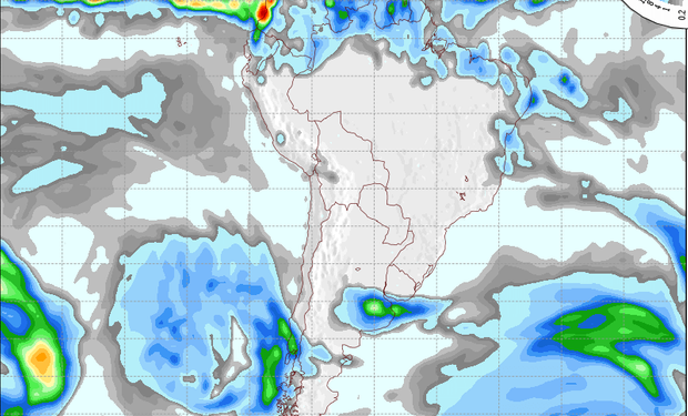 Pronóstico de precipitaciones válido para el 22 de agosto de 2014.