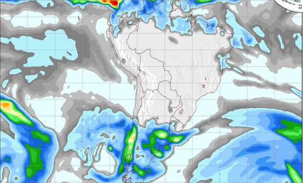 Pronóstico de precipitaciones válido para el 23 de agosto de 2014.