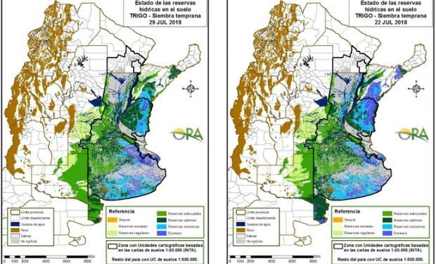Reservas de humedad al 29 y 22 de julio respectivamente.