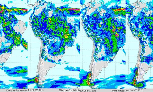 Lluvias a acumular para el viernes, sábado, domingo y lunes.