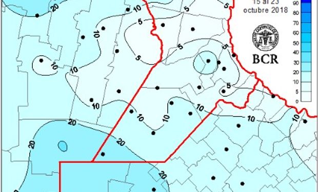 En siete días, el 55% de Córdoba recibió lluvias que apenas superan los 20 mm.