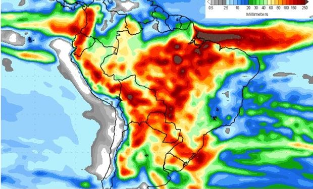 Lluvias a acumular en los próximos siete días.